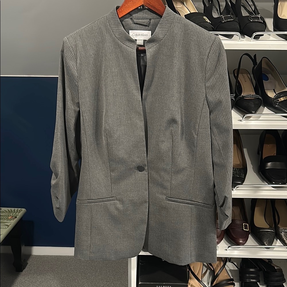 Calvin Klein Gray Pinstripe Women's Jacket